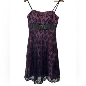 Women’s Vintage Y2K Lace Overlay Whimsigoth Fairy Grunge Dress Size L Purple‎